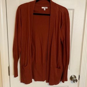Terracotta/Brick red cardigan. Size XL.